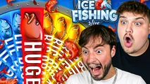 WE HIT SOOO MANY FISH ON ICE FISHING GAME SHOW... (INSANE)